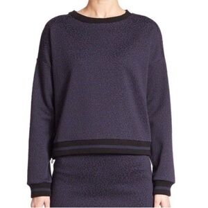 Weekend MaxMara Nicia leopard printed crewneck sweatshirt size medium blue black